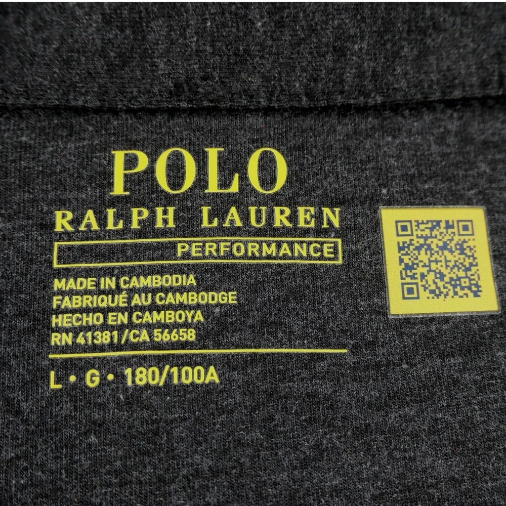 Polo Ralph Lauren Polo Mens Large Performance Black Heather Short Sleeve Golf